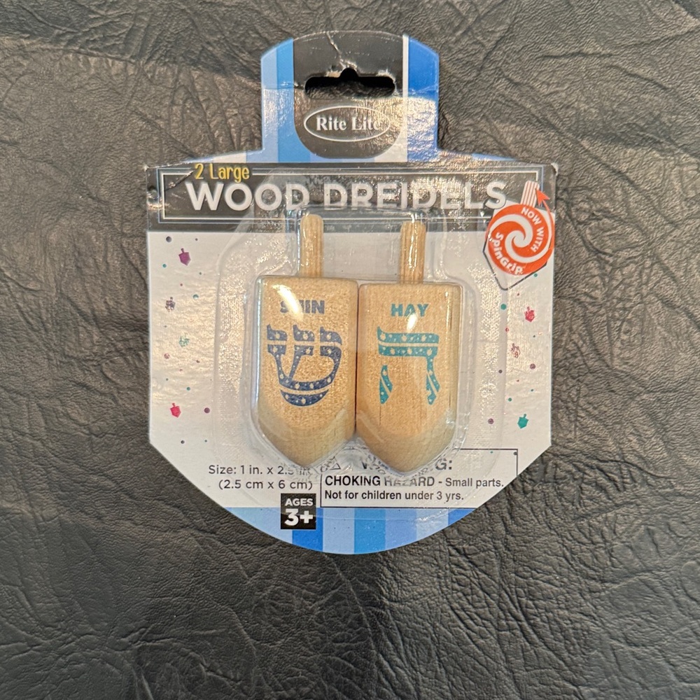 Wooden Dreidels - Blue and Tan, Game, NEW